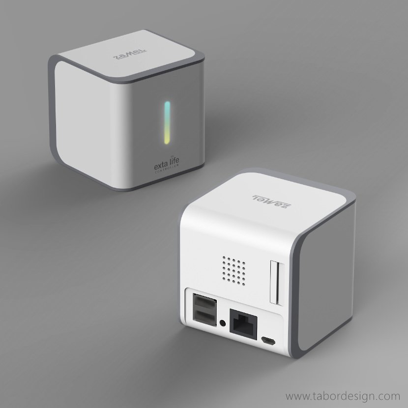 Kontroler automatyki smart home EFC-01 z widocznym układem gniazd do połączeń przewodowych.